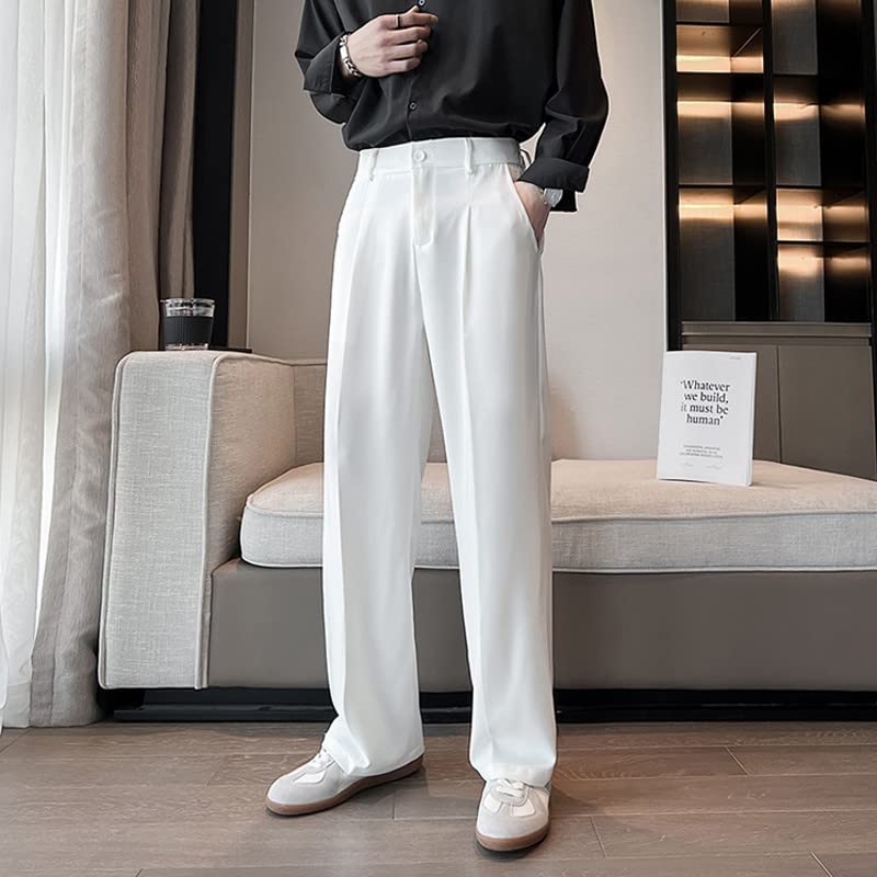 LSZA Wide leg trousers,Men Suit Pants Solid Full Baggy Casual Wide